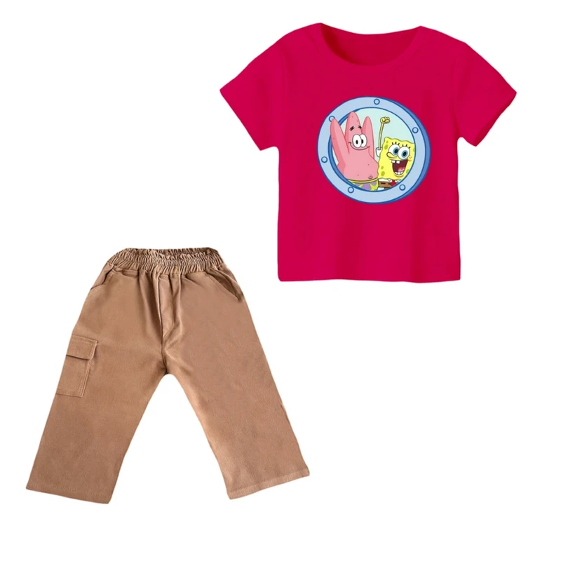 ست تی شرت و شلوارک پسرانه مدل باب اسفنجی کد ۱۱