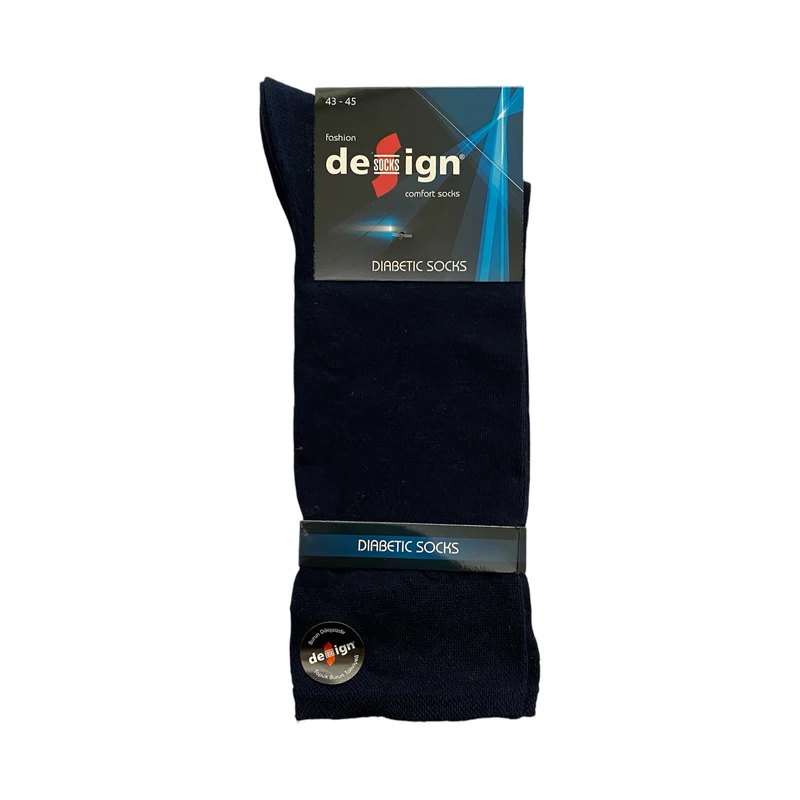 جوراب ساق بلند مردانه دیزاین مدل دیابتی رنگ سرمه ای