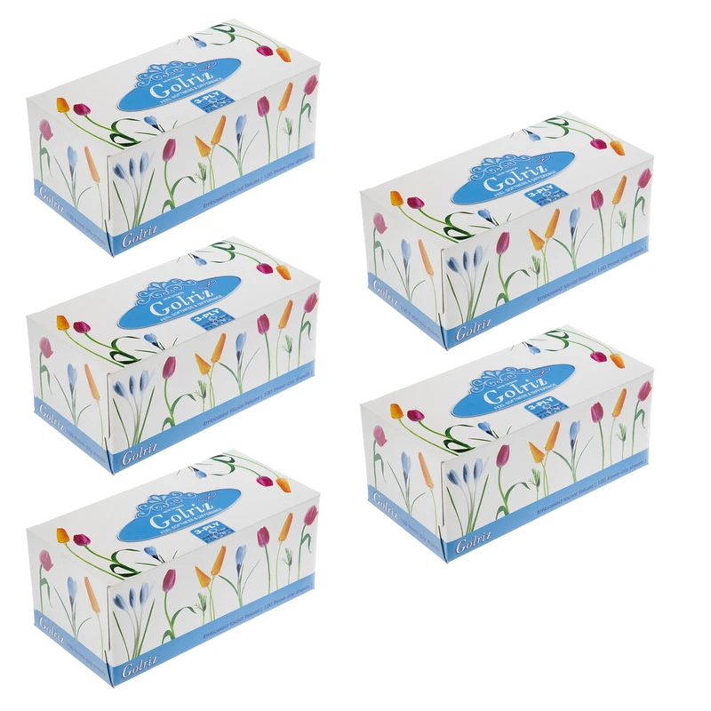 دستمال کاغذی 100 برگ گلریز مدل لاله بسته 5 عددی