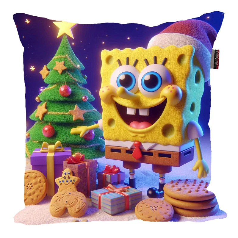کوسن پاد آفرین مدل باب اسفنجی طرح کریسمس کد B547