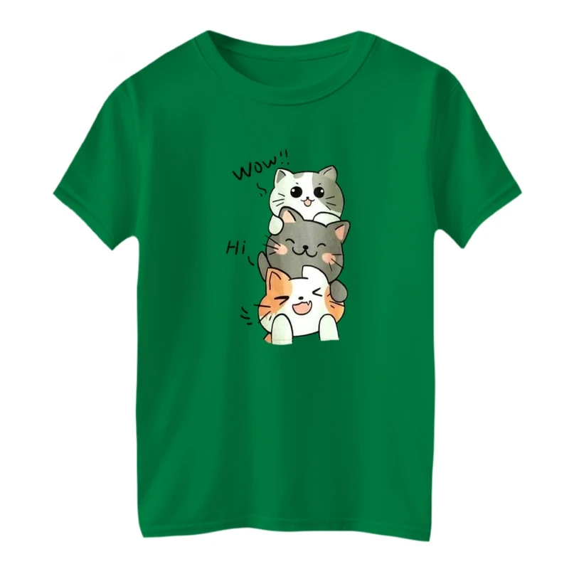 تی شرت آستین کوتاه بچگانه مدل گربه های بامزه