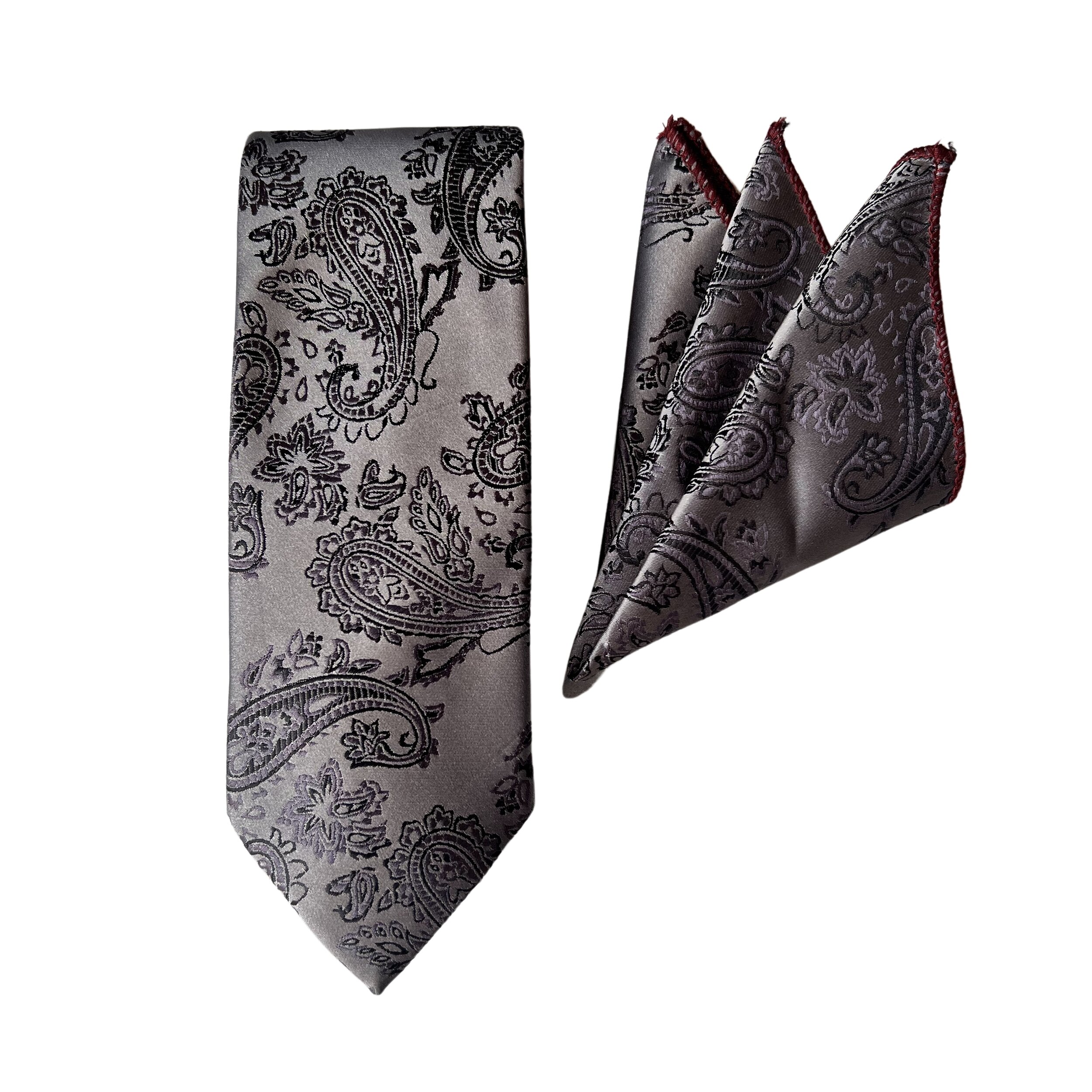 ست کراوات و دستمال جیب مردانه مدل vip بته جقه