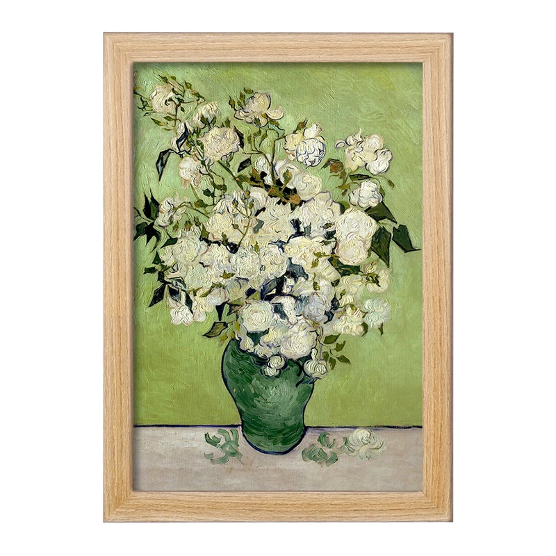 تابلو خندالو مدل نقاشی گلدان رز اثر ونسان ونگوگ کد 25476