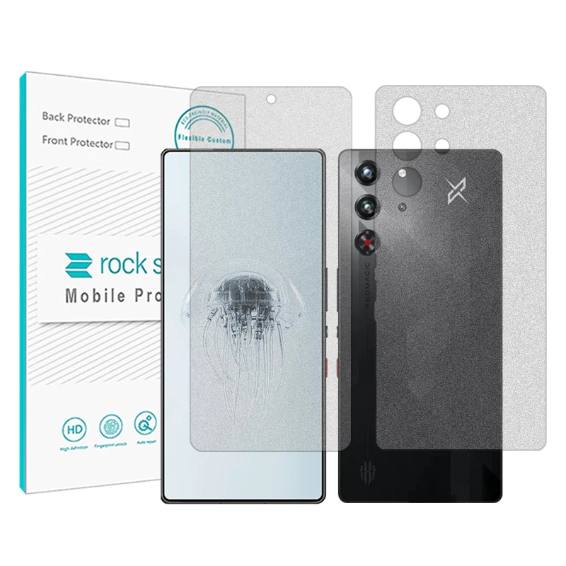 محافظ صفحه نمایش مات راک اسپیس مدل Resistant مناسب برای گوشی موبایل زد تی ای nubia RedMagic 10 Pro به همراه محافظ پشت گوشی