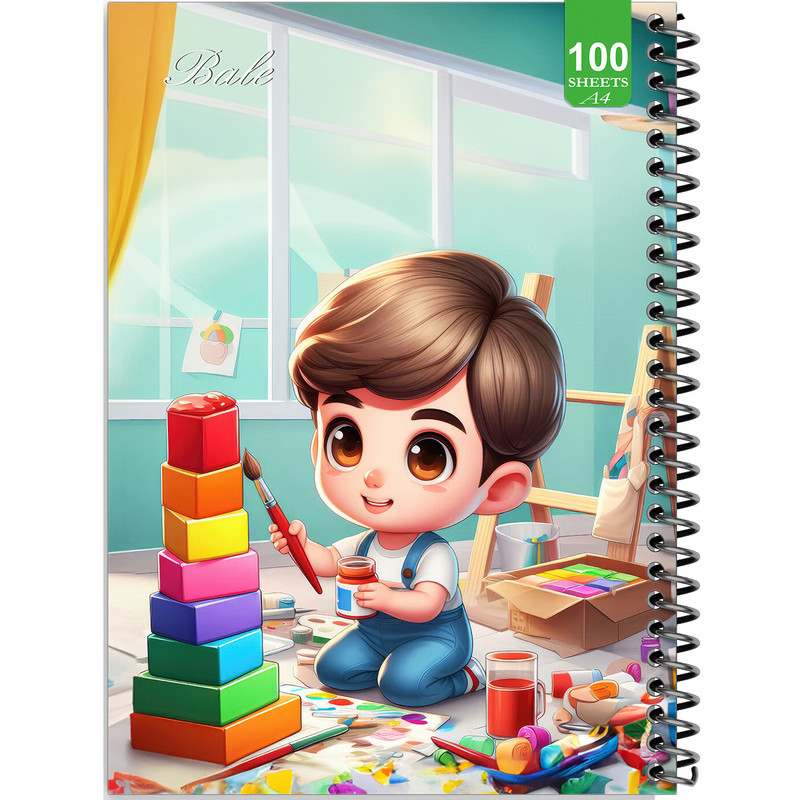 دفتر نقاشی 100 برگ بله مدل رحلی طرح فانتزی اتاق کودک کد A4-N412