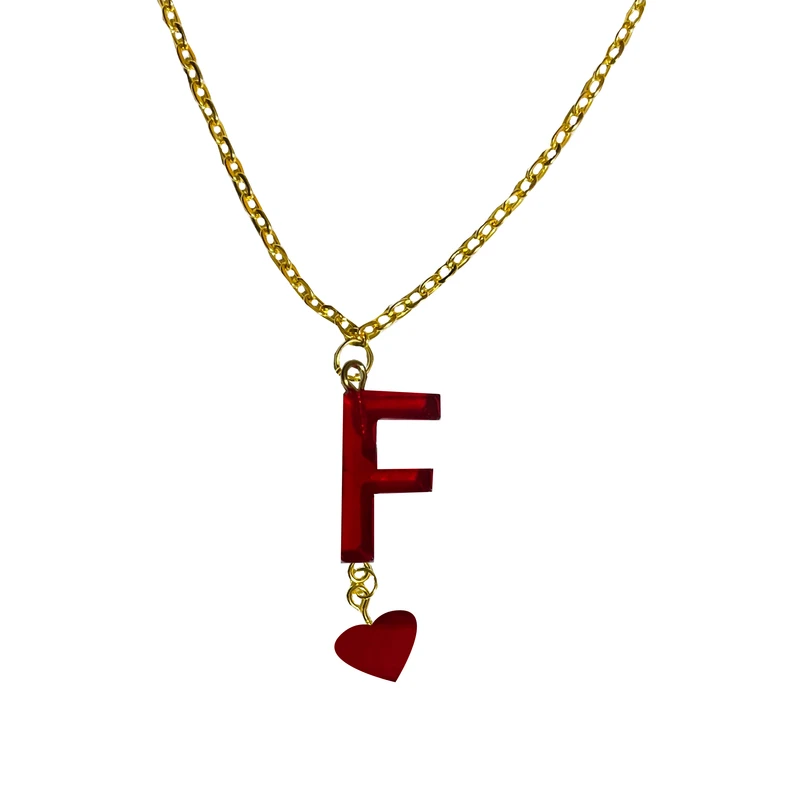 گردنبند زنانه مدل قلب طرح حرف انگلیسی F 