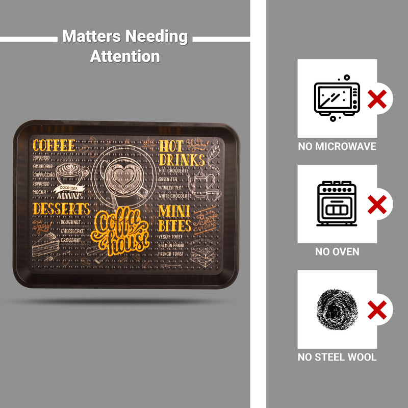 سینی بدون دسته طرح Hot Drinks سایز 26*20 سانتی متر