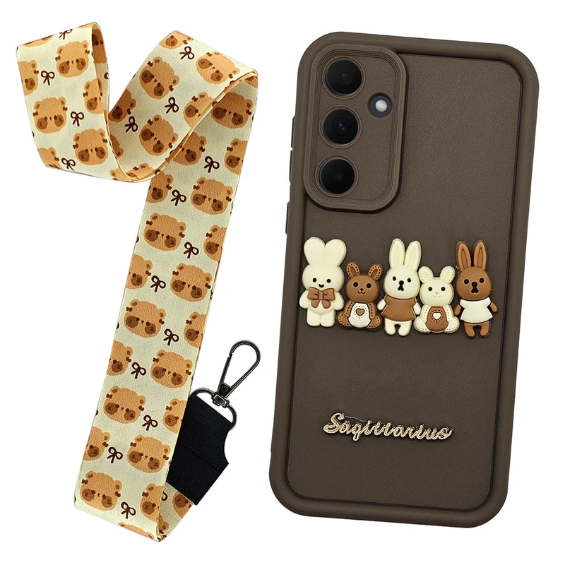 کاور مدل خرگوش طرح خانواده کد 05 مناسب برای گوشی موبایل سامسونگ Galaxy A35 به همراه بندآویز