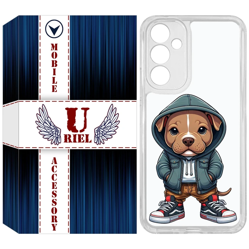 کاور یوریل مدل Clear کد 66 طرح سگ قهوه ای مناسب برای گوشی موبایل سامسونگ Galaxy A54