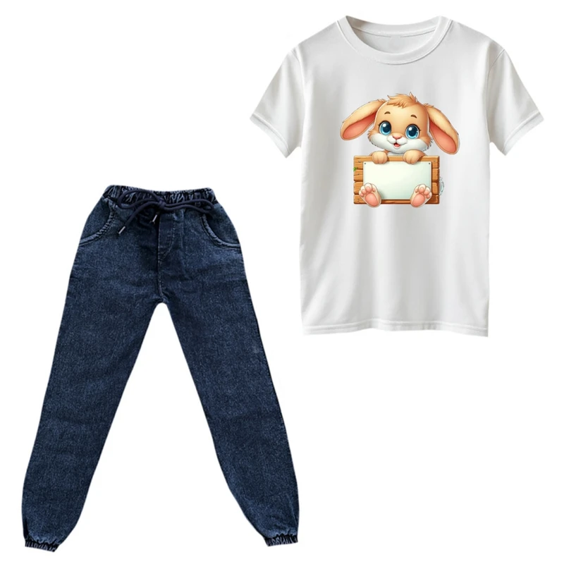 ست تی‌شرت و شلوار دخترانه مدل خرگوش