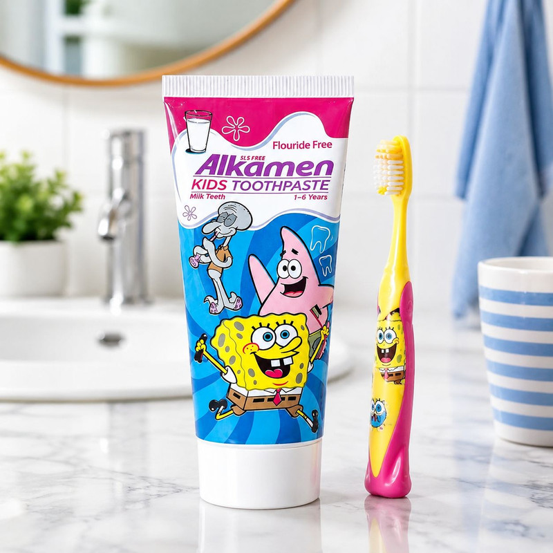 خمیردندان کودک آلکامن مدل Kids Toothpaste 1-6 Years با طعم شکلات حجم 75 میلی‌لیتر