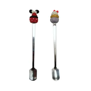 قاشق شربت خوری مدل کاپ کیک و میکی موس مجموعه 2 عددی