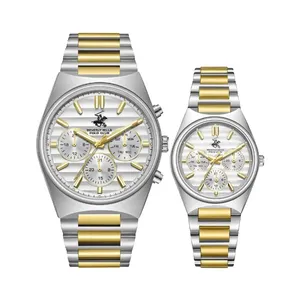 ست ساعت مچی عقربه‌ای کوارتز زنانه و مردانه بورلی هیلز پولو کلاب مدل bp3744x.330-bp3746c.330