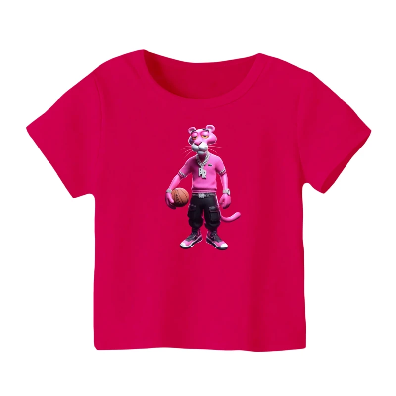 تی شرت آستین کوتاه بچگانه مدل پلنگ صورتی کد ۳