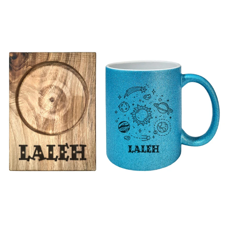 ماگ گالری وبفر مدل کهکشان طرح لاله به همراه زیر لیوانی