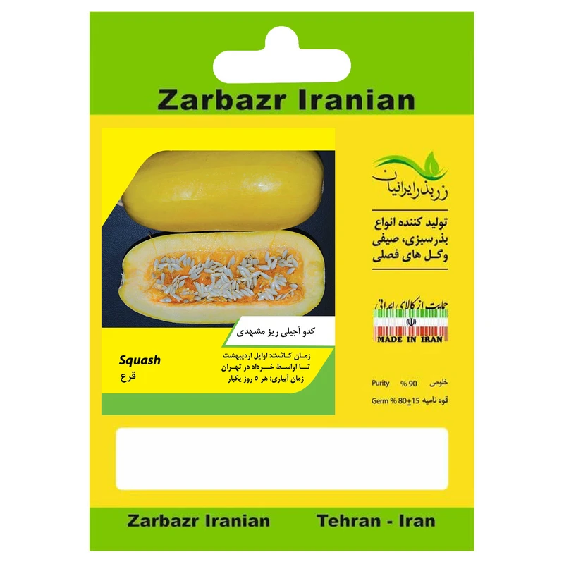 بذر کدو آجیلی ریز مشهدی زربذر ایرانیان کد ZBP-54