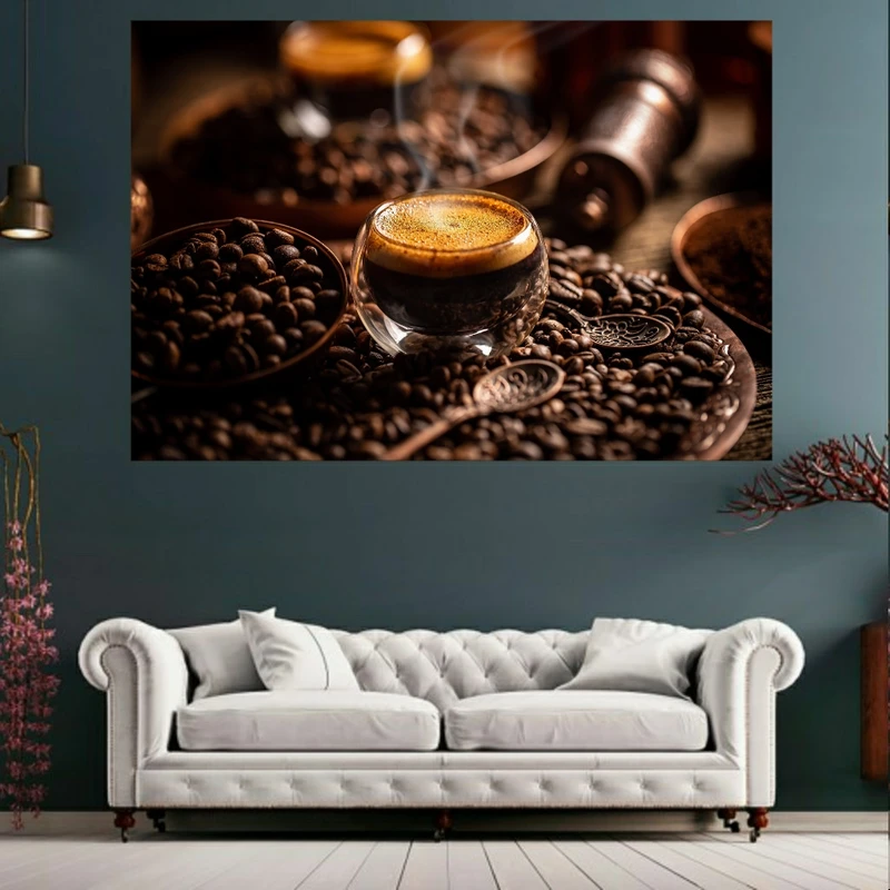 پوستر پارچه ای طرح دانه قهوه کد PP2533