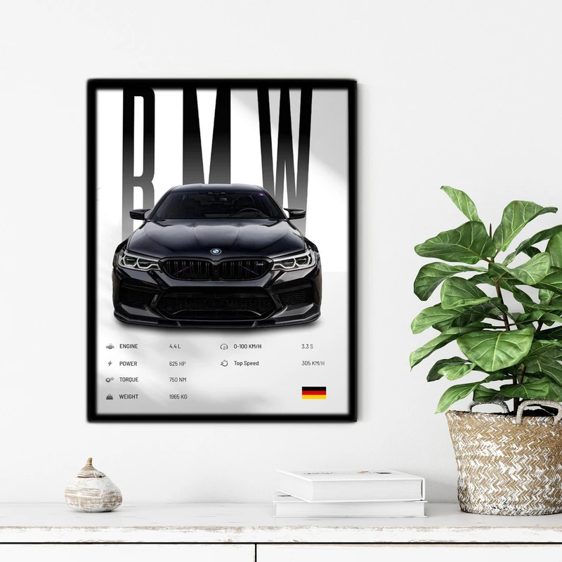 تابلو آتریسا طرح ماشین BMW مدل ATC68 فریم مشکی