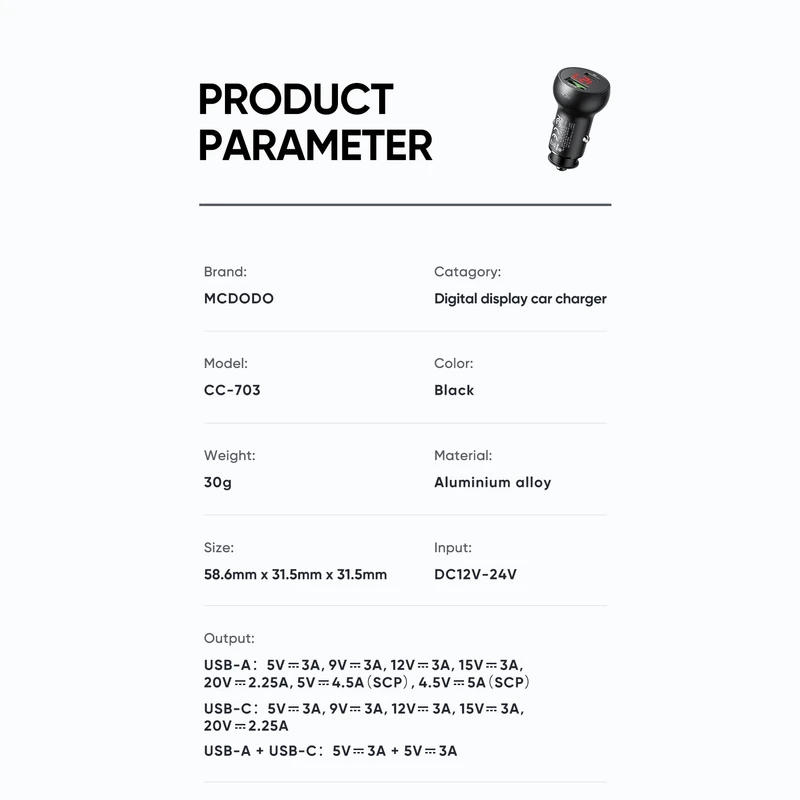 عکس شماره 18 : شارژر فندکی مک دودو مدل cc7030-45w