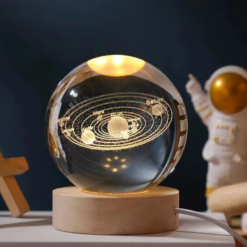 چراغ خواب مدل گوی کریستالی منظومه شمسی 3D چراغ خواب مدل گوی کریستالی منظومه شمسی 3D