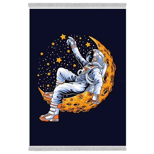 فرش پارچه‌ای دفه مدل فرشینه شانل مخمل ترک طرح فانتزی کد 91365