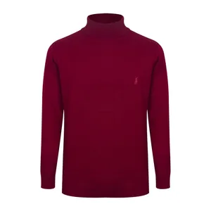 پلیور یقه اسکی مردانه  مدل ساده رنگ زرشکی