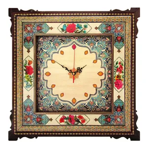 ساعت دیواری خاتم کاری طرح نقاشی گل و مرغ کد 3030