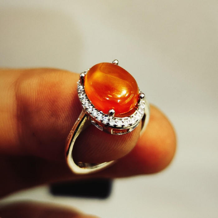 انگشتر نقره زنانه مدل سنگ عقیق یمانی کد 800