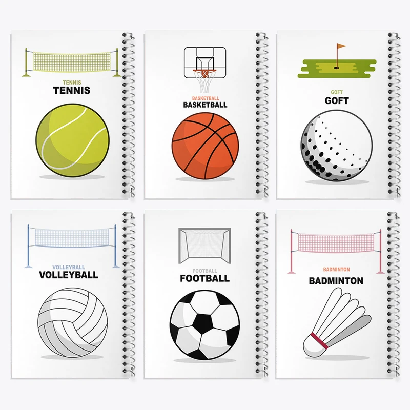 دفتر مشق 50 برگ خندالو طرح ورزشی کد 37 مجموعه 6 عددی