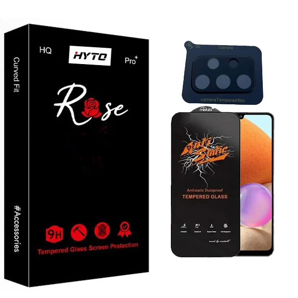 محافظ صفحه نمایش هیتو مدل Rose Antistatic Guard مناسب برای گوشی موبایل سامسونگ galaxy A32 به همراه محافظ لنز دوربین