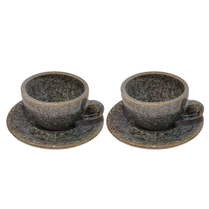 ست فنجان و نعلبکی سرامیکی  مدل لته خوری کد 1301 بسته 2 عددی