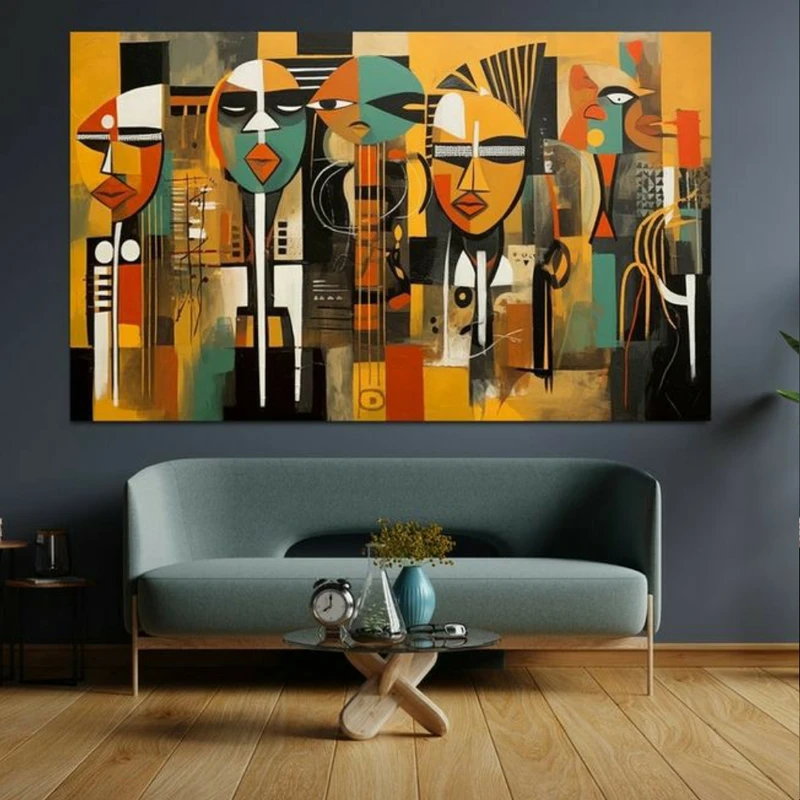  تابلو بوم طرح مخمل نقاشی مدل کوبیسم کد BK22813