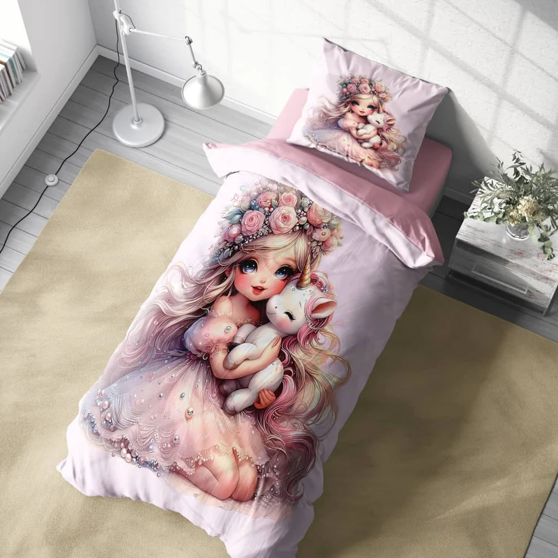 سرویس خواب 1 نفر 4 تکه مدل دخترانه مخملی کد ۴۰۲۵