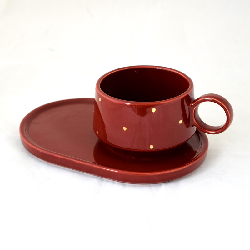 ست ماگ و زیر لیوانی سرامیکی طرح نقطه کد MRH01