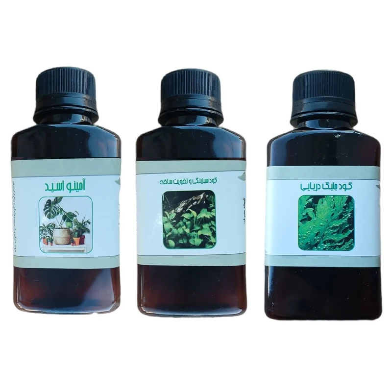 کود مایع امینو اسید و جلبک دریایی و کود سبزینگی و تقویت ساقه مدل life drop حجم 110 میلی لیتر بسته 3 عددی