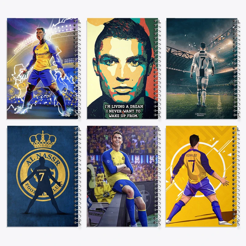 دفتر مشق 100 برگ خندالو طرح کریستیانو رونالدو کد 924 مجموعه 6 عددی