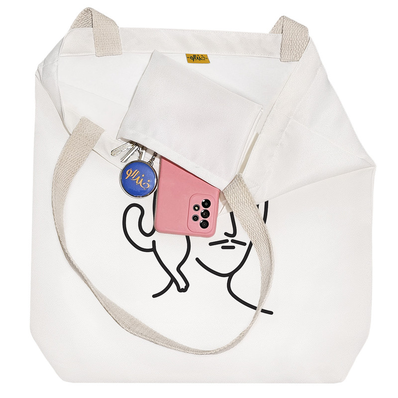 ساک خرید پارچه ای خندالو طرح گربه خانگی مدل توت بگ کد 6946