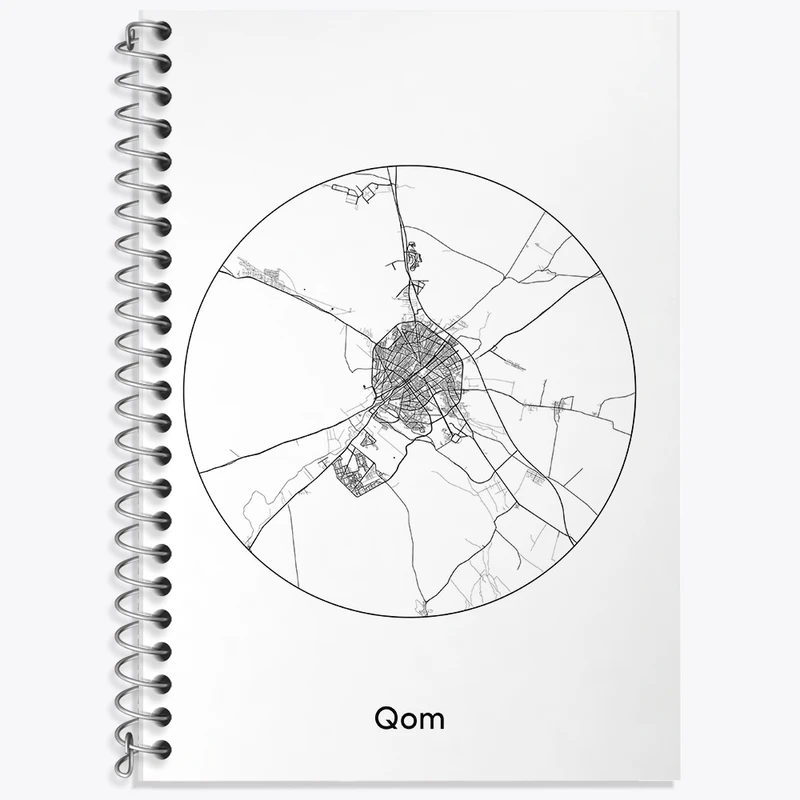 دفتر لغت 50 برگ خندالو طرح نقشه شهر قم کد F1706