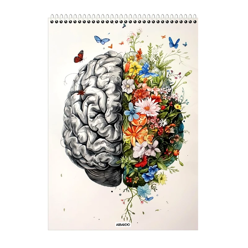 دفتر شطرنجی 100 برگ آلبالو طرح مغز کد 5003