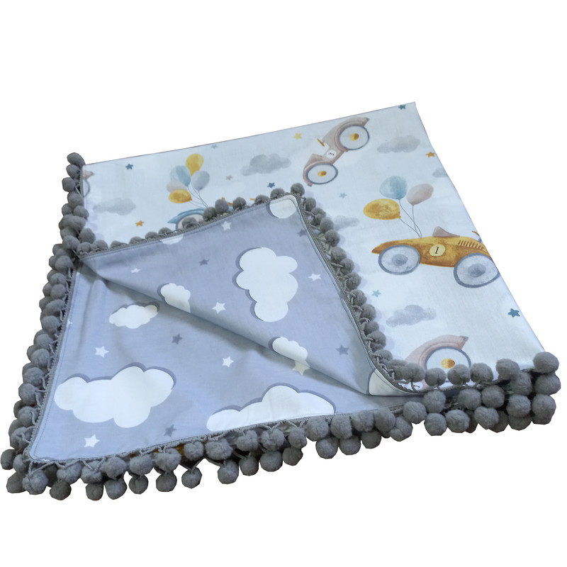 ملحفه نوزاد طرح ماشین و ابر سایز 79x79 سانتی متر