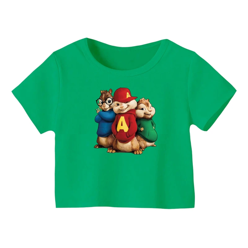 کراپ‌ تی‌شرت آستین کوتاه زنانه مدل آلوین و سنجاب ها