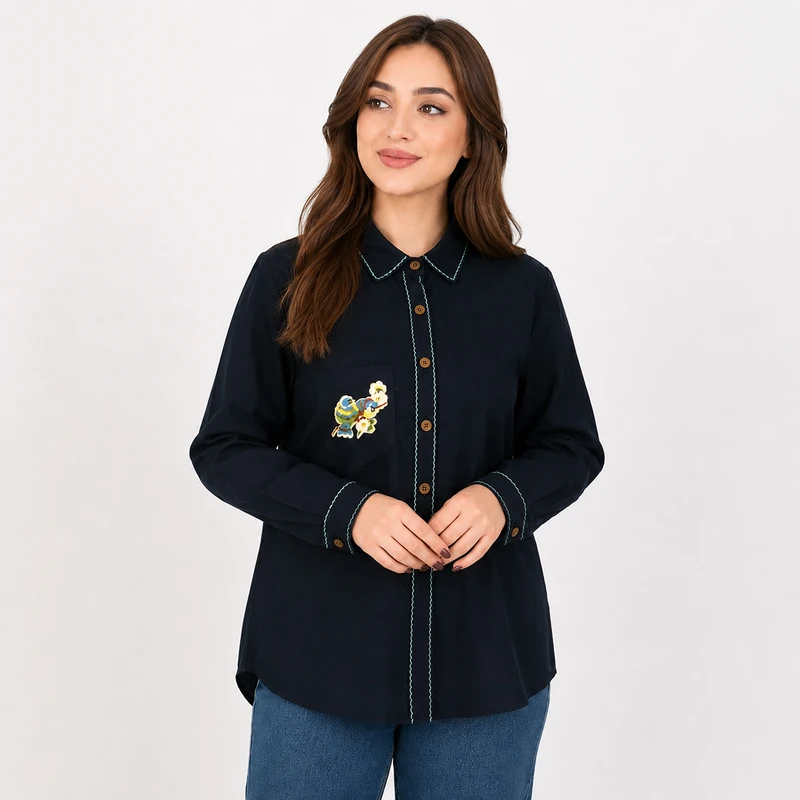 شومیز زنانه مدل لنین گلدوزی کد RT01