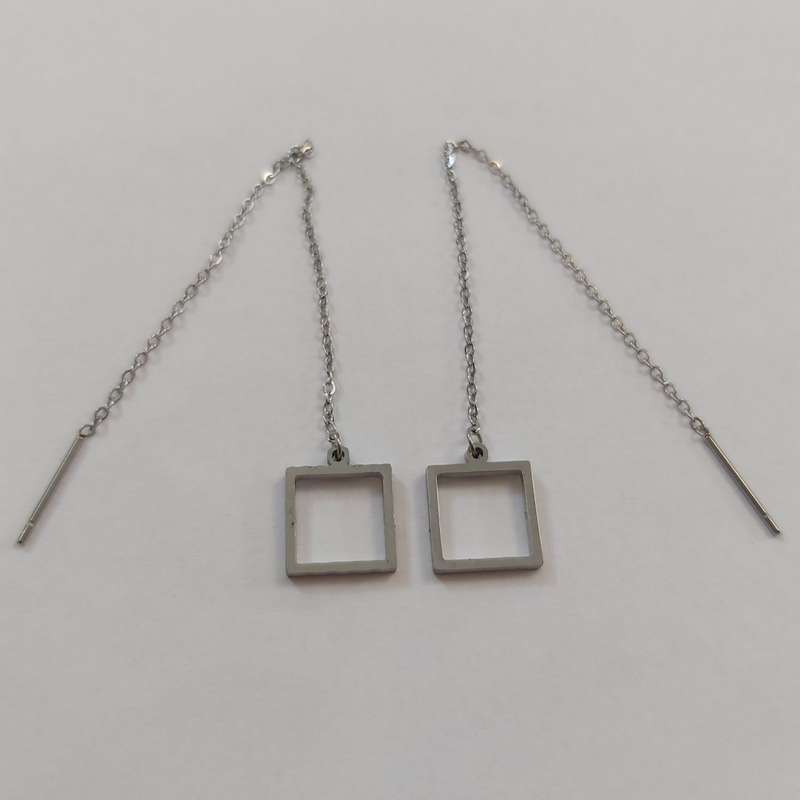 گوشواره زنانه مدل بخیه طرح مربع کد shape118