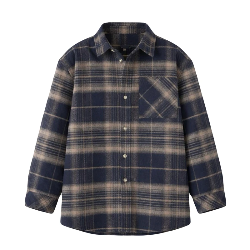 پیراهن آستین بلند یقه برگردان پسرانه دفکتو مدل 3014