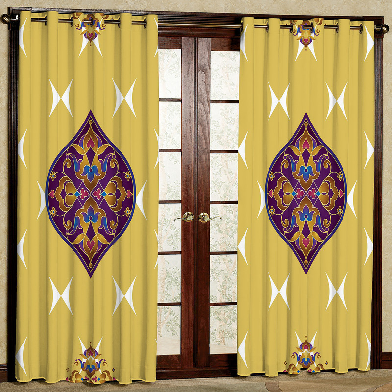 پرده مدل طرح دار خورشیدی هازان پانچی کد 1257a سایز 140x200 سانتی متر