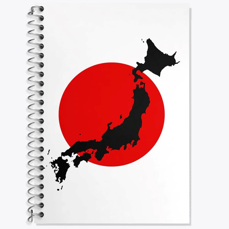 دفتر زبان 50 برگ خندالو مدل سه خط طرح پرچم ژاپن کد 20636