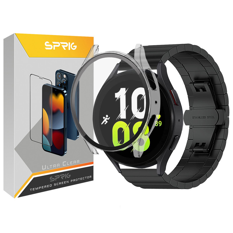 بند اسپریگ مدل Swatch مناسب برای ساعت هوشمند سامسونگ Galaxy Watch 4 44mm به همراه کاور