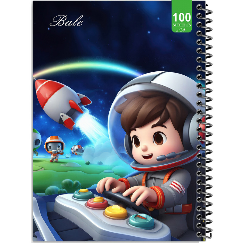 دفتر نقاشی 100 برگ بله طرح فانتزی پسرانه فضانورد کد A4-N426