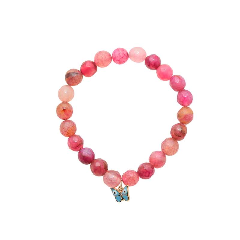 دستبند زنانه دلنار گالری مدل سنگ جید و پروانه چشم نظر