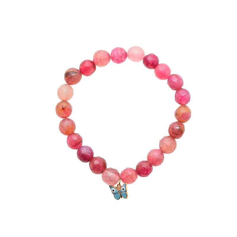 دستبند زنانه دلنار گالری مدل سنگ جید و پروانه چشم نظر